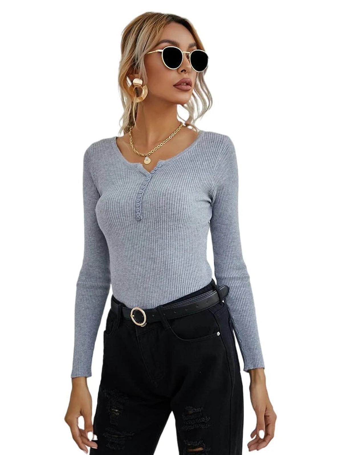 Dames V-Hals Trui Sweater Van Premium Stof