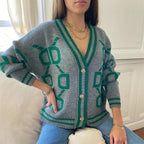 Dames Warm Gebreide Cardigan Met Knoopsluiting En Zakken