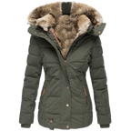 Dames Winterjas met Bontvoering en Slim Fit