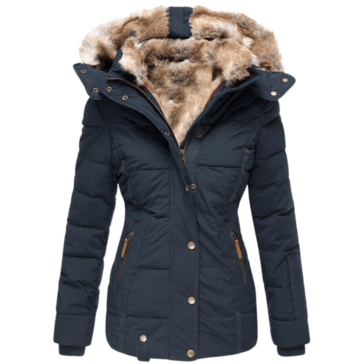 Dames Winterjas met Bontvoering en Slim Fit
