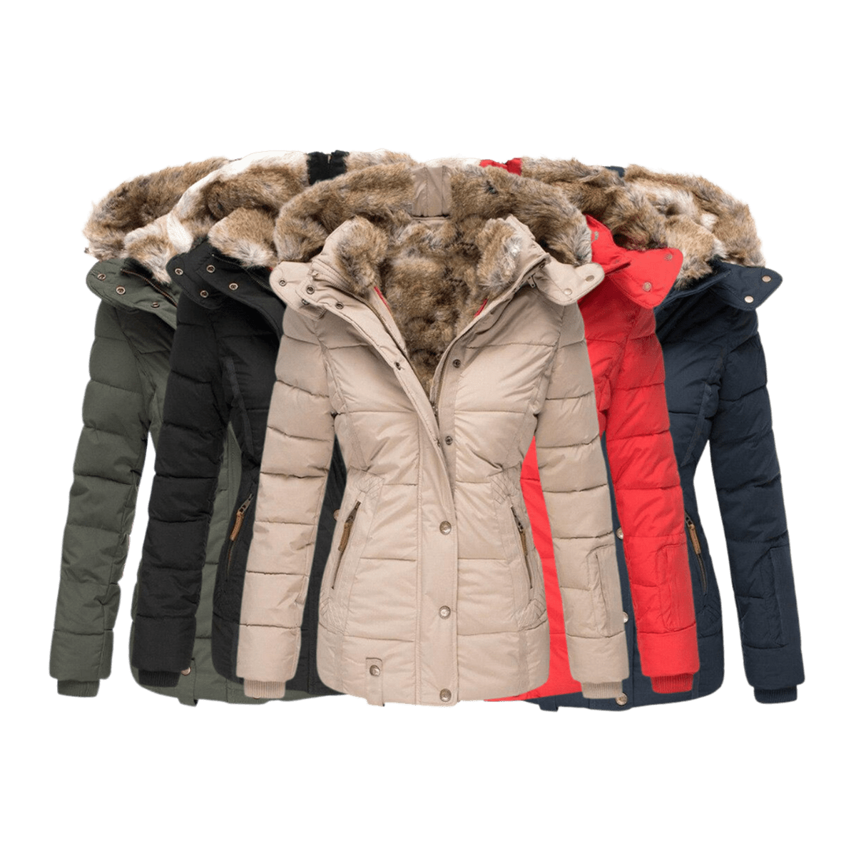 Dames Winterjas met Bontvoering en Slim Fit