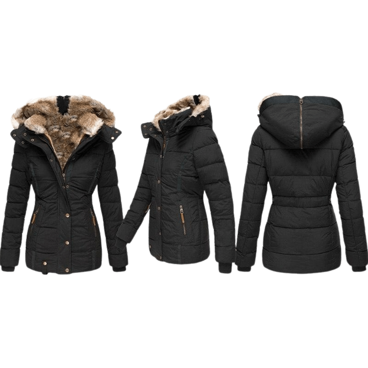 Dames Winterjas met Bontvoering en Slim Fit