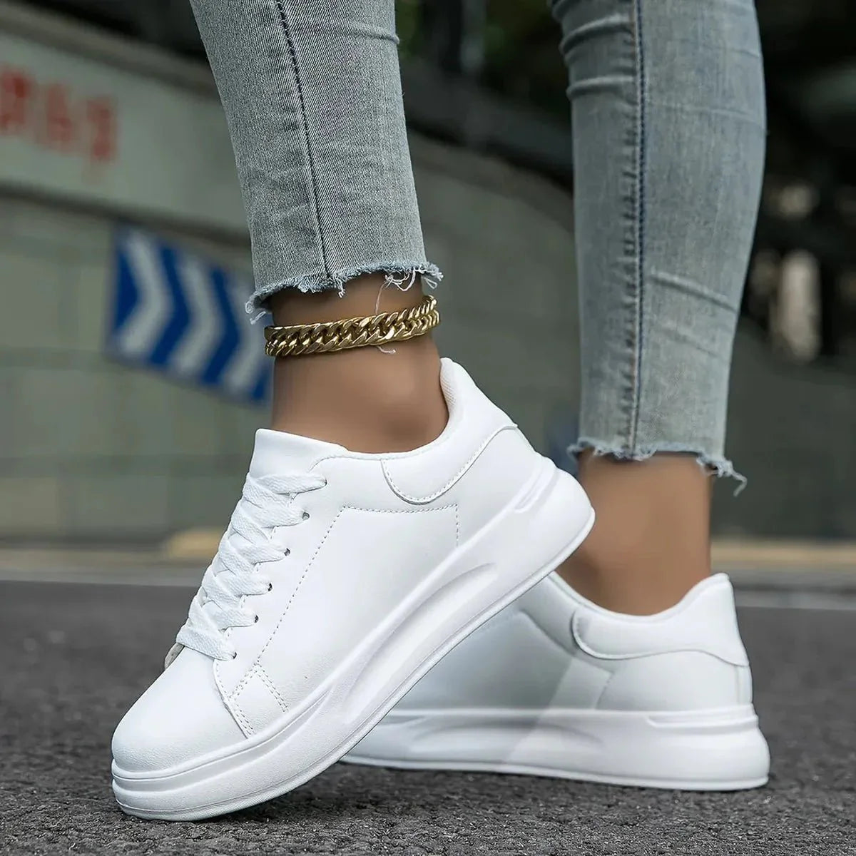 Dames Witte Leren Orthopedische Sneakers – Lichtgewicht en Ondersteunend