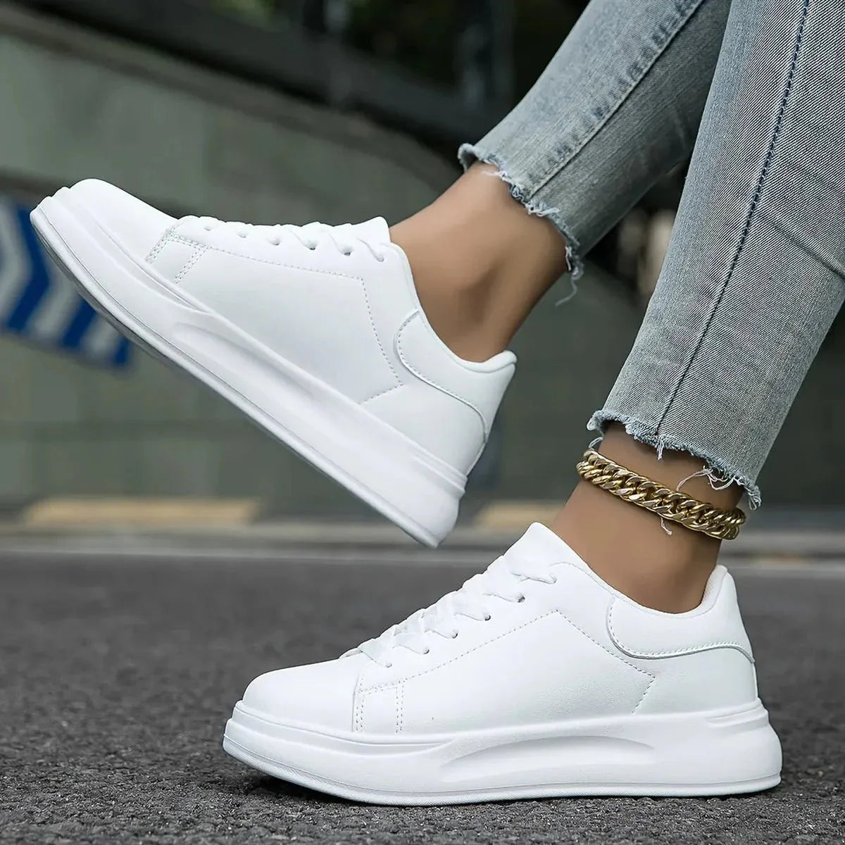 Dames Witte Leren Orthopedische Sneakers – Lichtgewicht en Ondersteunend