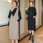 Dames Zip-Up Lange Jurk Met Elegante Snit