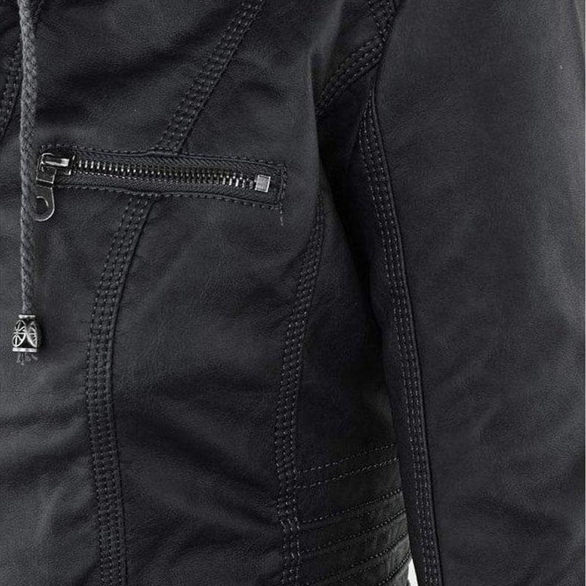 Dames Zwarte Capuchon Ritsjack Met Slim Fit