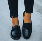 Dames Zwarte Leren Instapschoenen