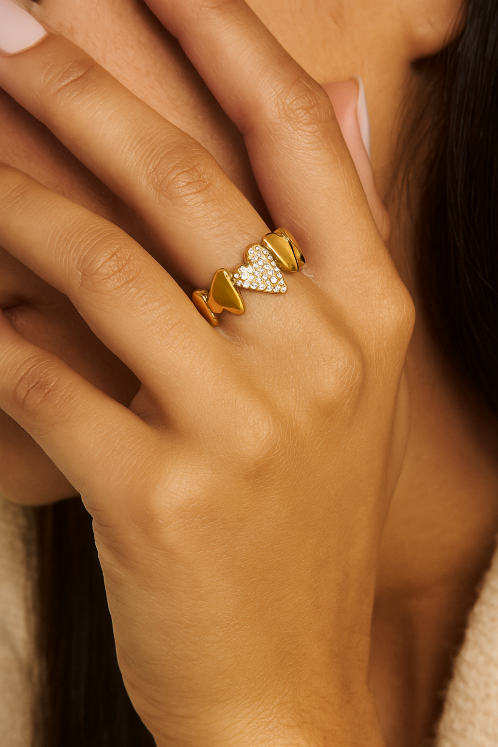 Glinsterende Hartvormige ring