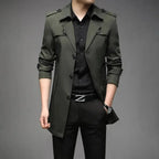 Double Breasted Heren Trenchcoat Met Tailored Pasvorm