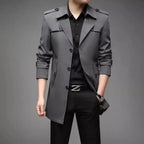 Double Breasted Heren Trenchcoat Met Tailored Pasvorm