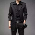 Double Breasted Heren Trenchcoat Met Tailored Pasvorm