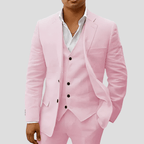 Drie-Delige Linnen Pak Voor Mannen: Blazer, Gilet En Broek