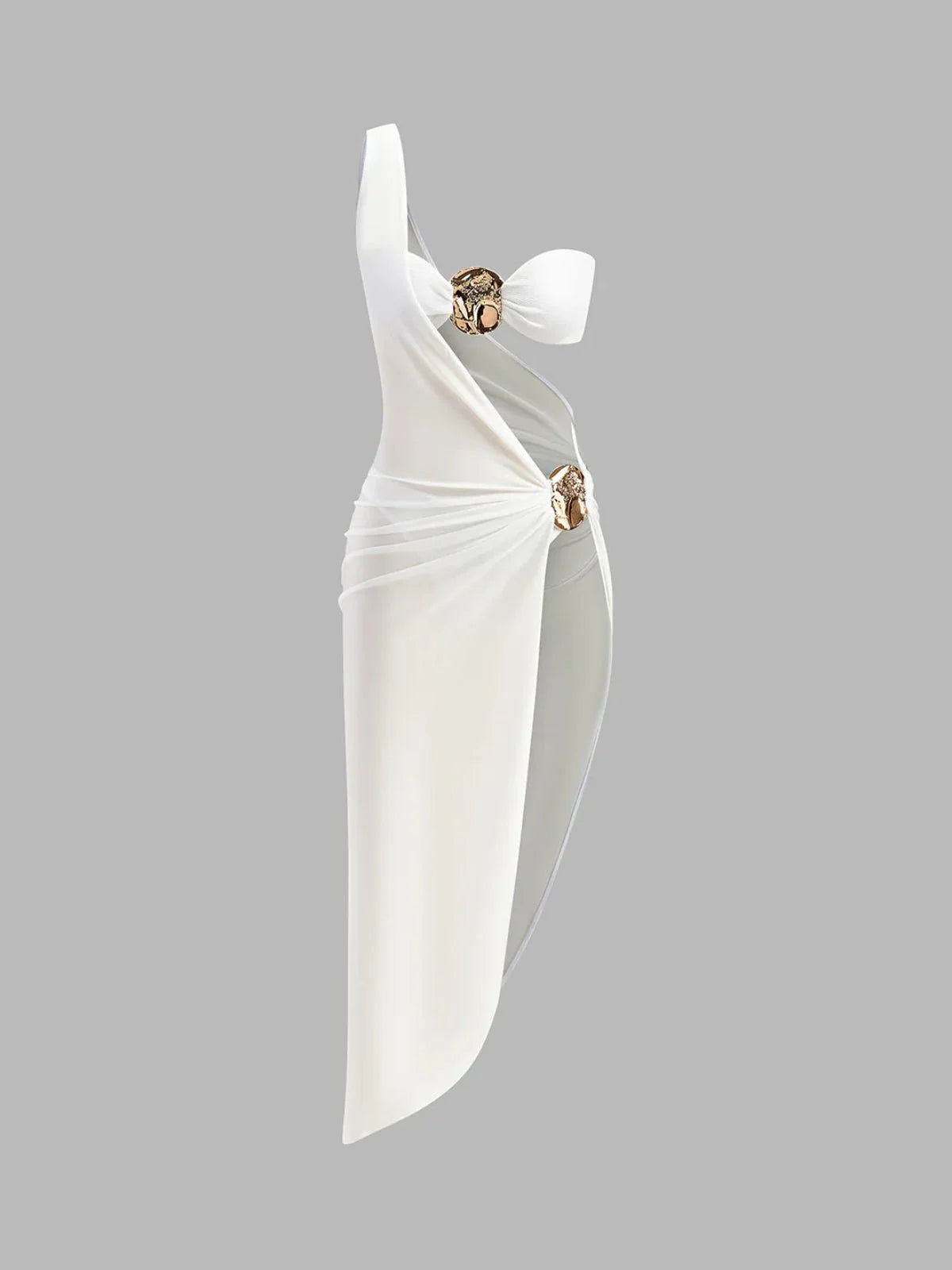Drie-delige Bikini Set met Gouden Accenten en Cover-Up