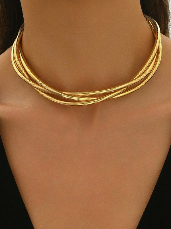 Drie-laags vergulde chokerketting