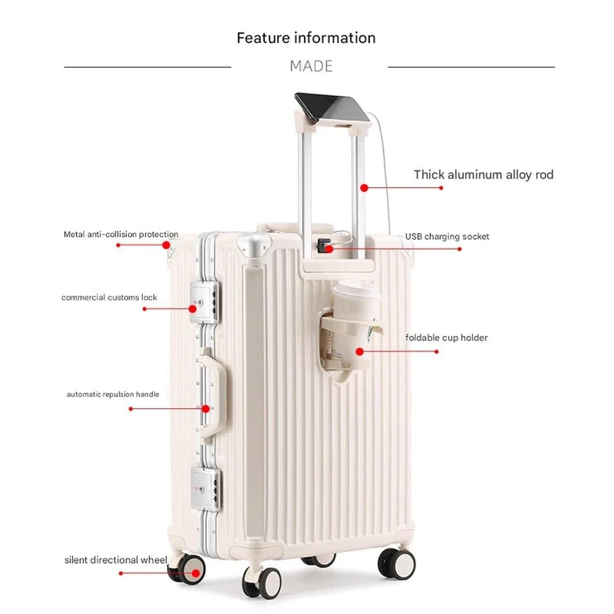 Duurzame Aluminium Koffer Met TSA Slot En 360° Spinner Wielen