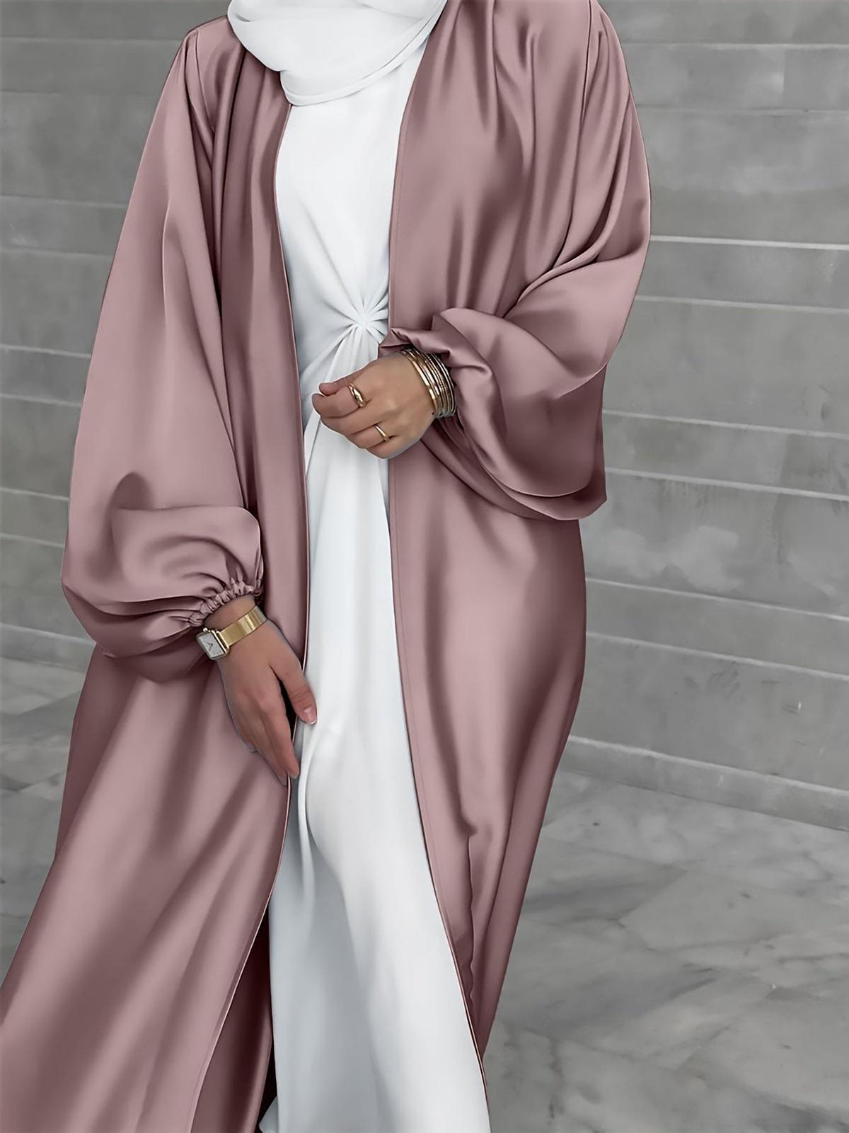 Elegante Abaya Maxi Jurk Met Lantaarnmouwen En Flatterende Riem