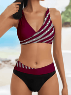 Feminine Striped Bikini Badpak Voor Vrouwen Met Flatterende Pasvorm