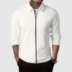 Fitted Wafelgebreide Zip-Up Trui Voor Heren