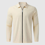 Fitted Wafelgebreide Zip-Up Trui Voor Heren