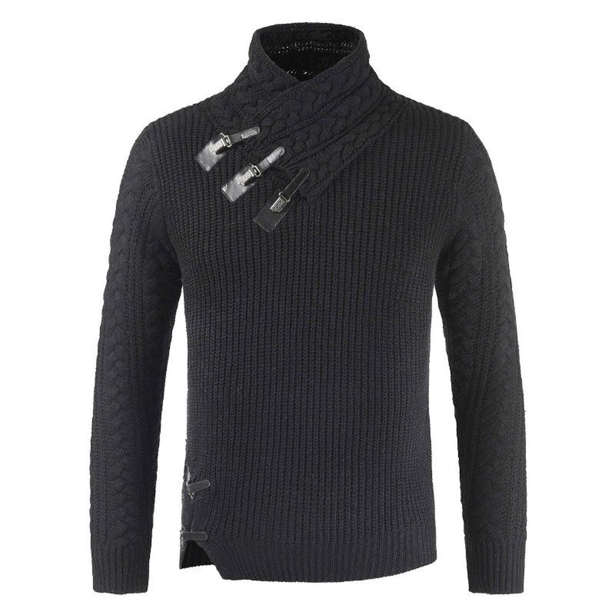 Fitted Wolmix Pullover Trui Met Asymmetrische Halslijn