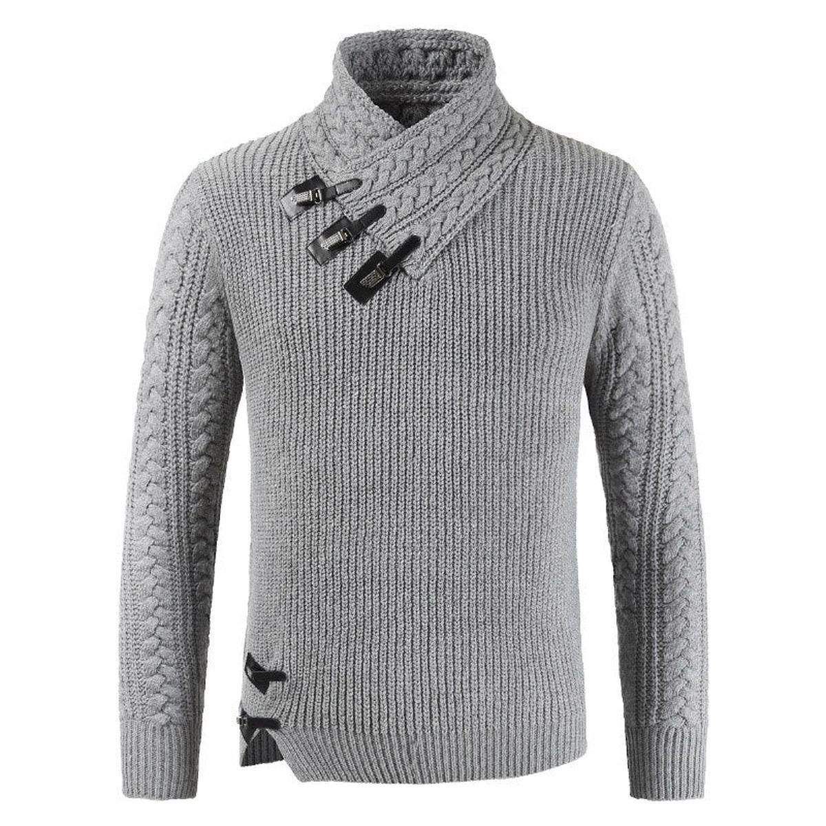 Fitted Wolmix Pullover Trui Met Asymmetrische Halslijn