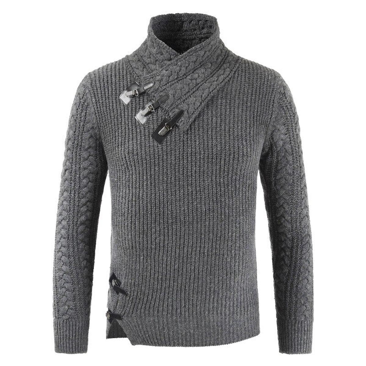 Fitted Wolmix Pullover Trui Met Asymmetrische Halslijn
