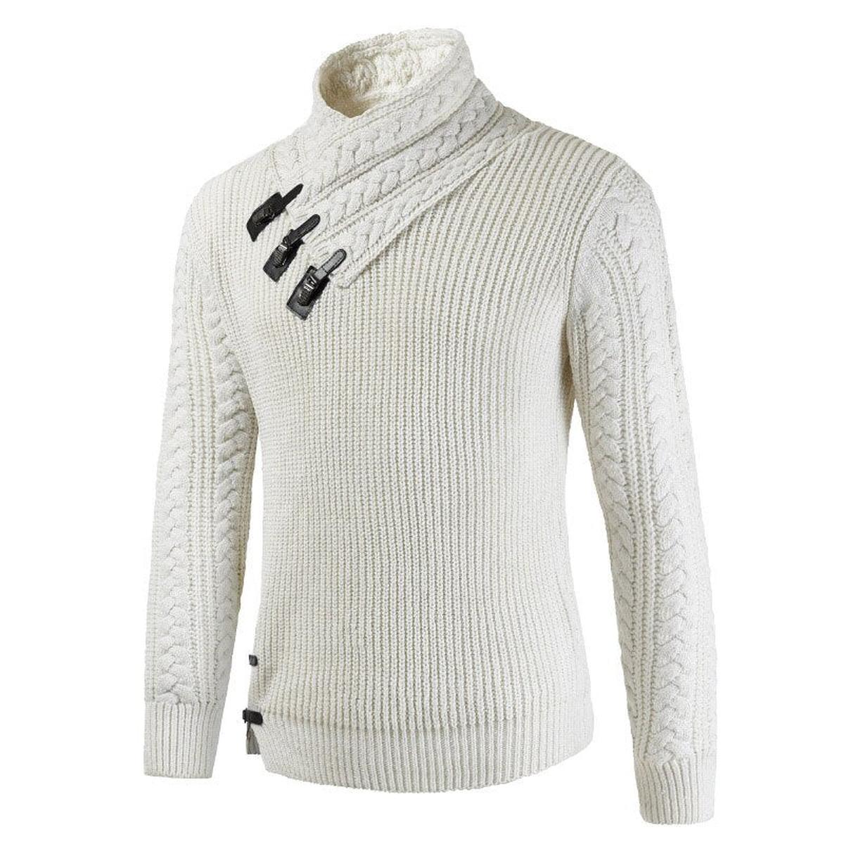 Fitted Wolmix Pullover Trui Met Asymmetrische Halslijn
