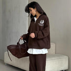 Geborduurd Oversized Half-Zip Sweatshirt voor Dames