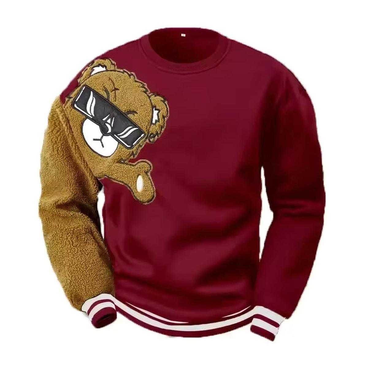Geborduurde Berenontwerp Relaxed Fit Katoenen Sweater voor Mannen