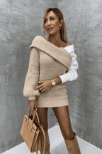 Gebreide Jurk Met Aangehechte Blouse En Hartborduursel Voor Herfst En Winter