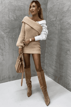 Gebreide Jurk Met Aangehechte Blouse En Hartborduursel Voor Herfst En Winter