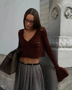 Gehaakte Cropped Vest Met Lange Mouwe