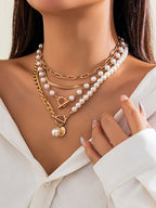 Gelaagde Ketting met Kunstparel Decoratie