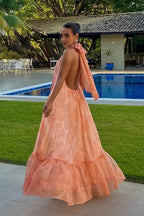 Geprinte Halter Maxi Jurk