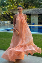 Geprinte Halter Maxi Jurk