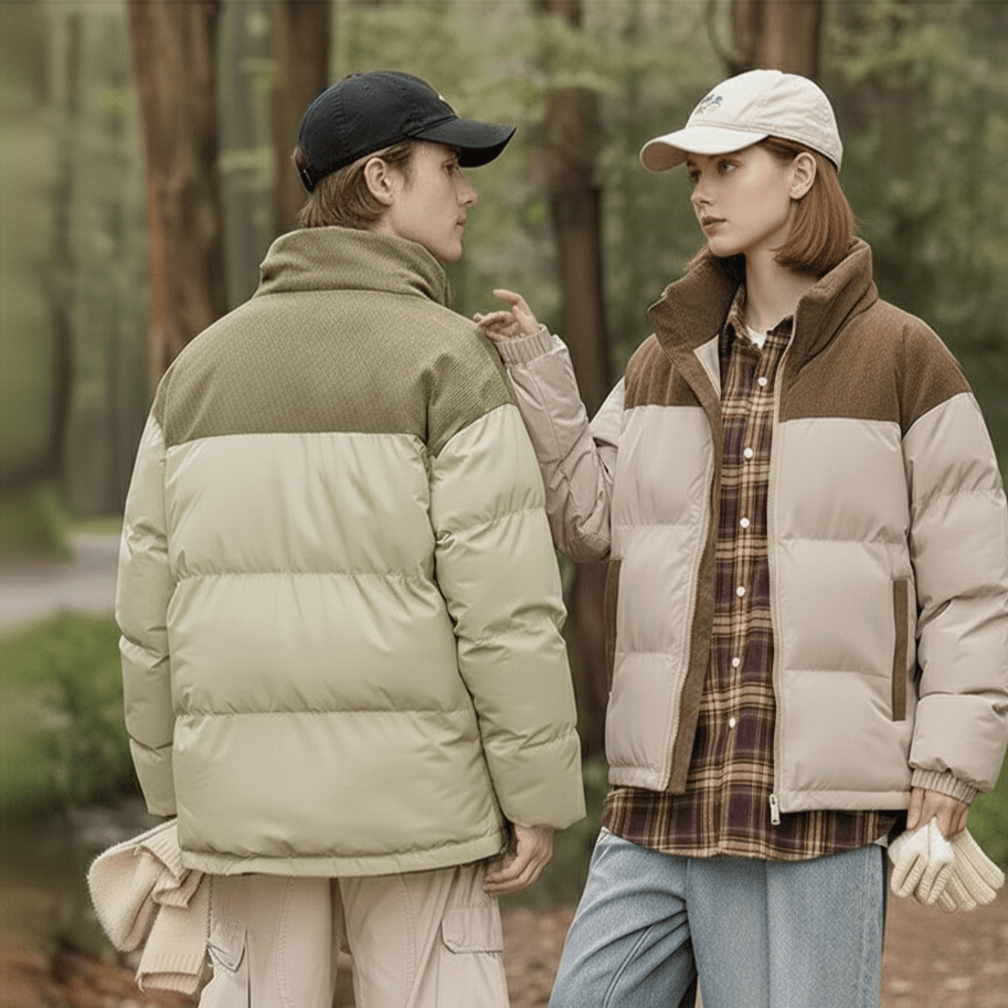 Gequilte Corduroy Relaxed Fit Pufferjack Voor Mannen