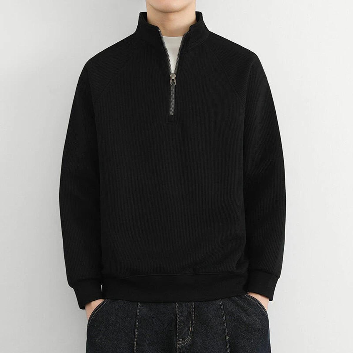 Geribbelde Brei Half-Zip Sweatshirt Voor Mannen