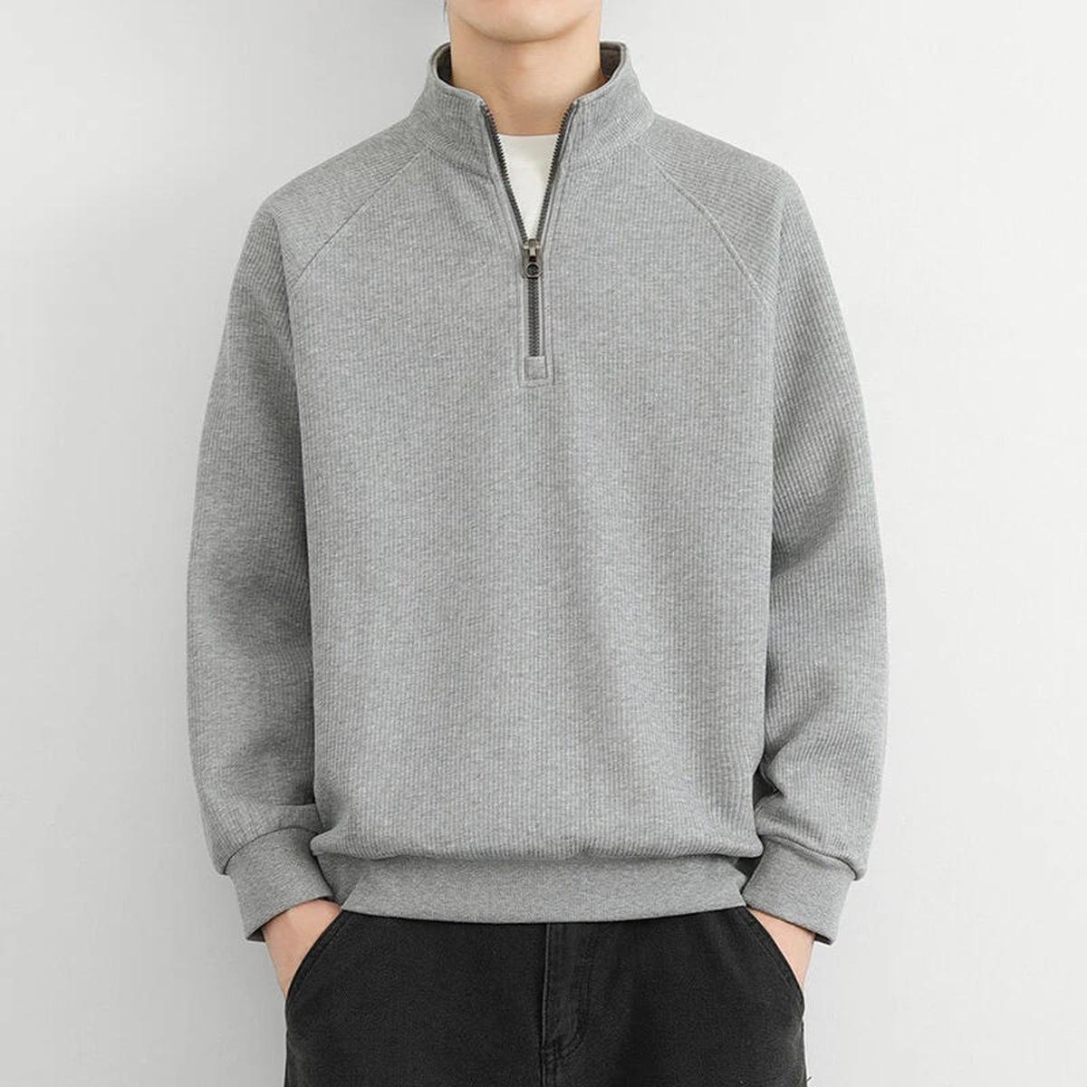 Geribbelde Brei Half-Zip Sweatshirt Voor Mannen
