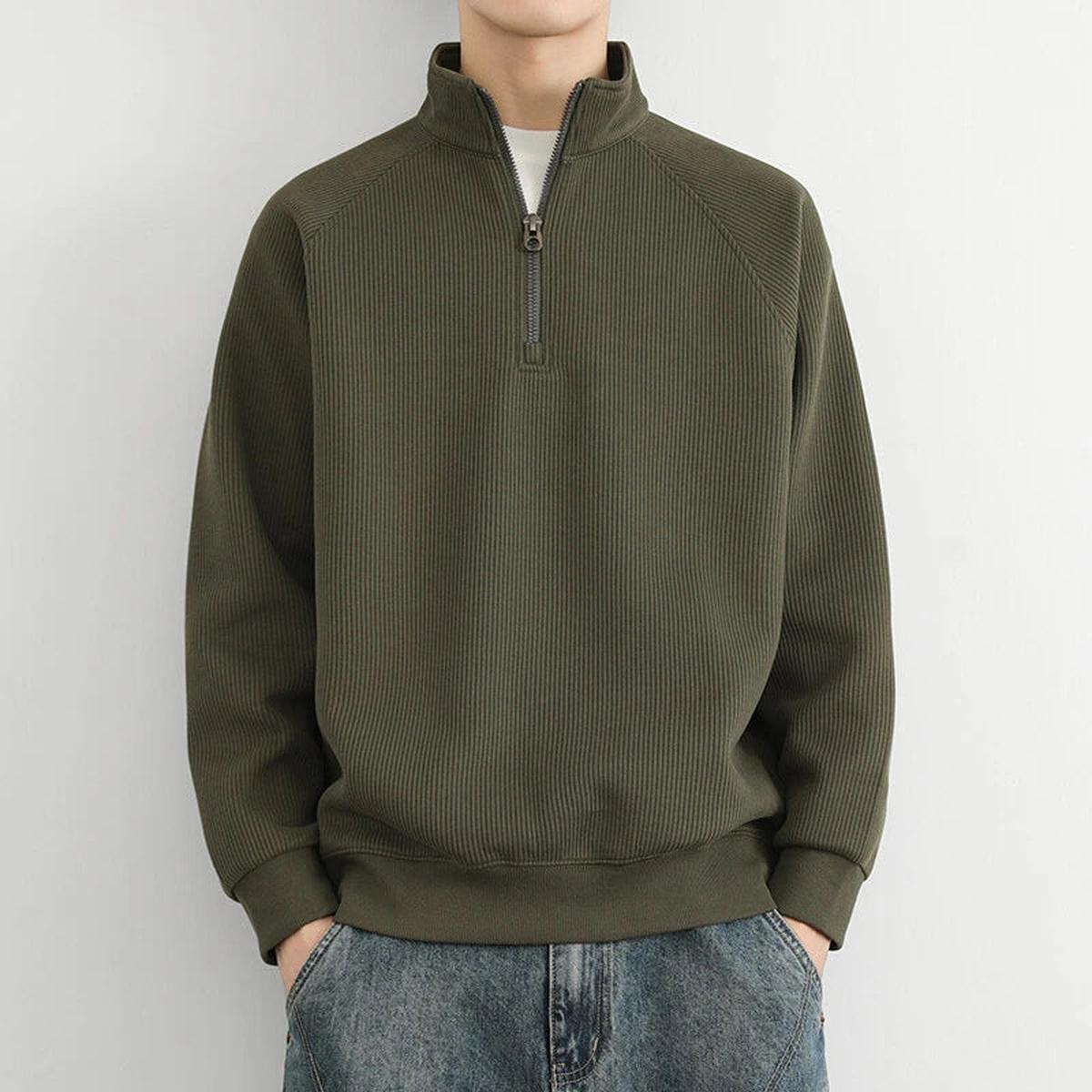 Geribbelde Brei Half-Zip Sweatshirt Voor Mannen