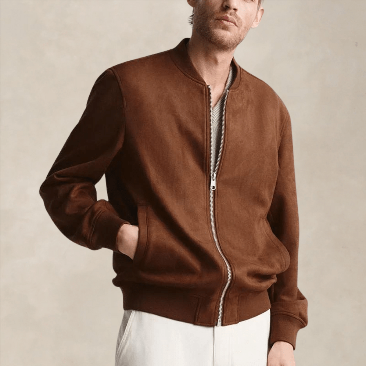 Geribbelde Trim Regular Fit Casual Bomberjack