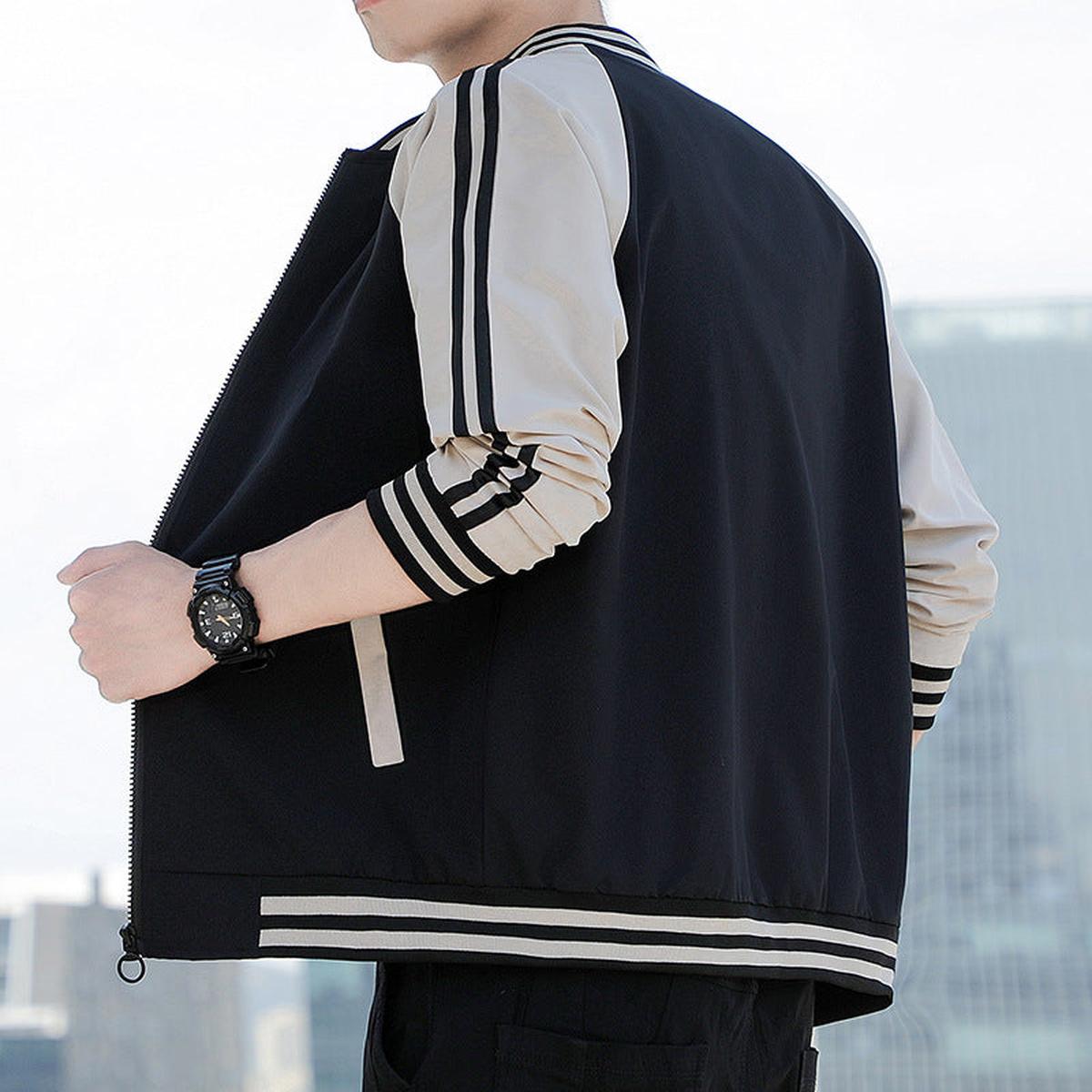 Gestreepte Mouwen Relaxed Fit Bomberjack