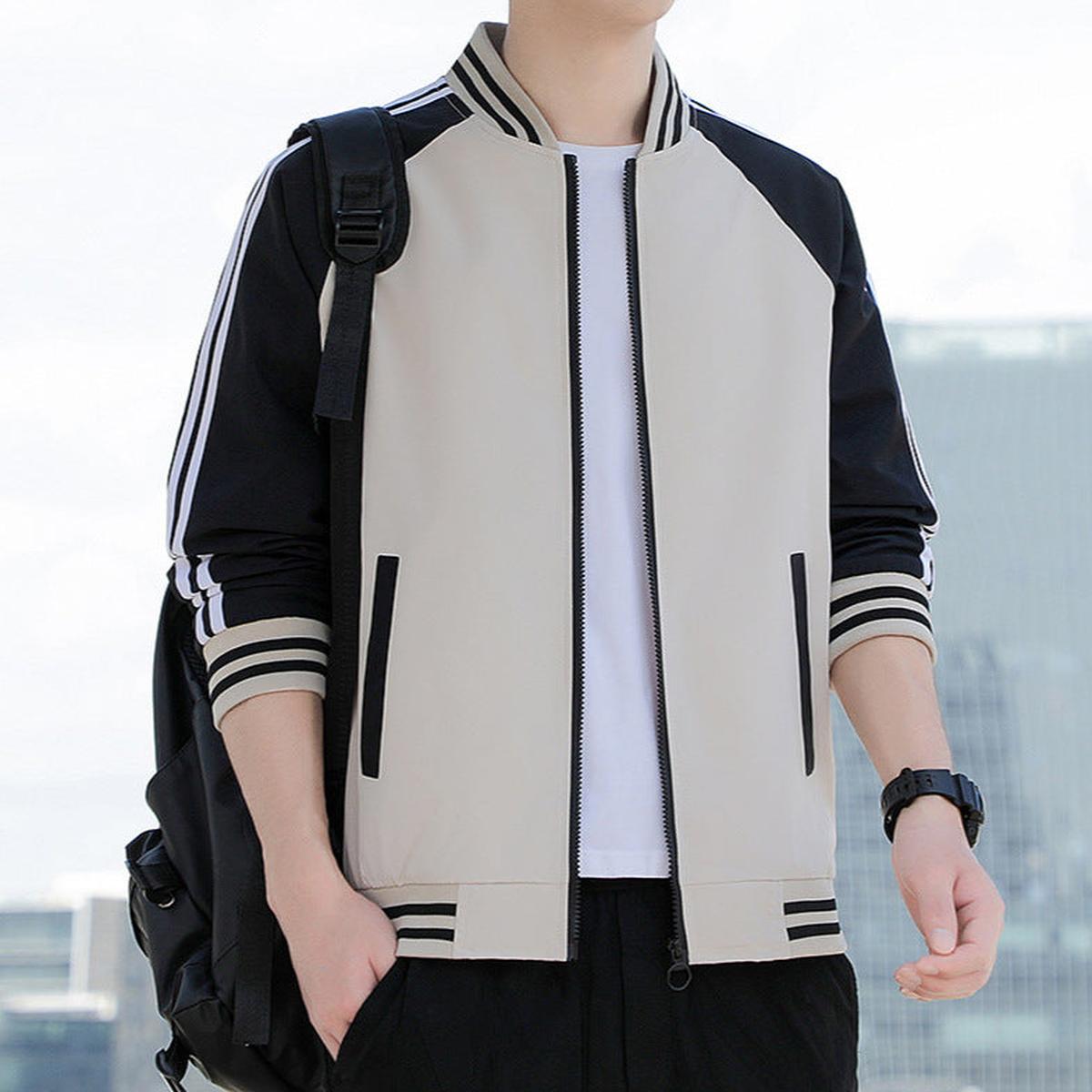 Gestreepte Mouwen Relaxed Fit Bomberjack