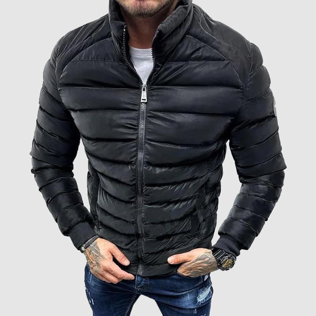 Getailleerd Gequilte Pufferjack Voor Mannen Met Hoge Kraag
