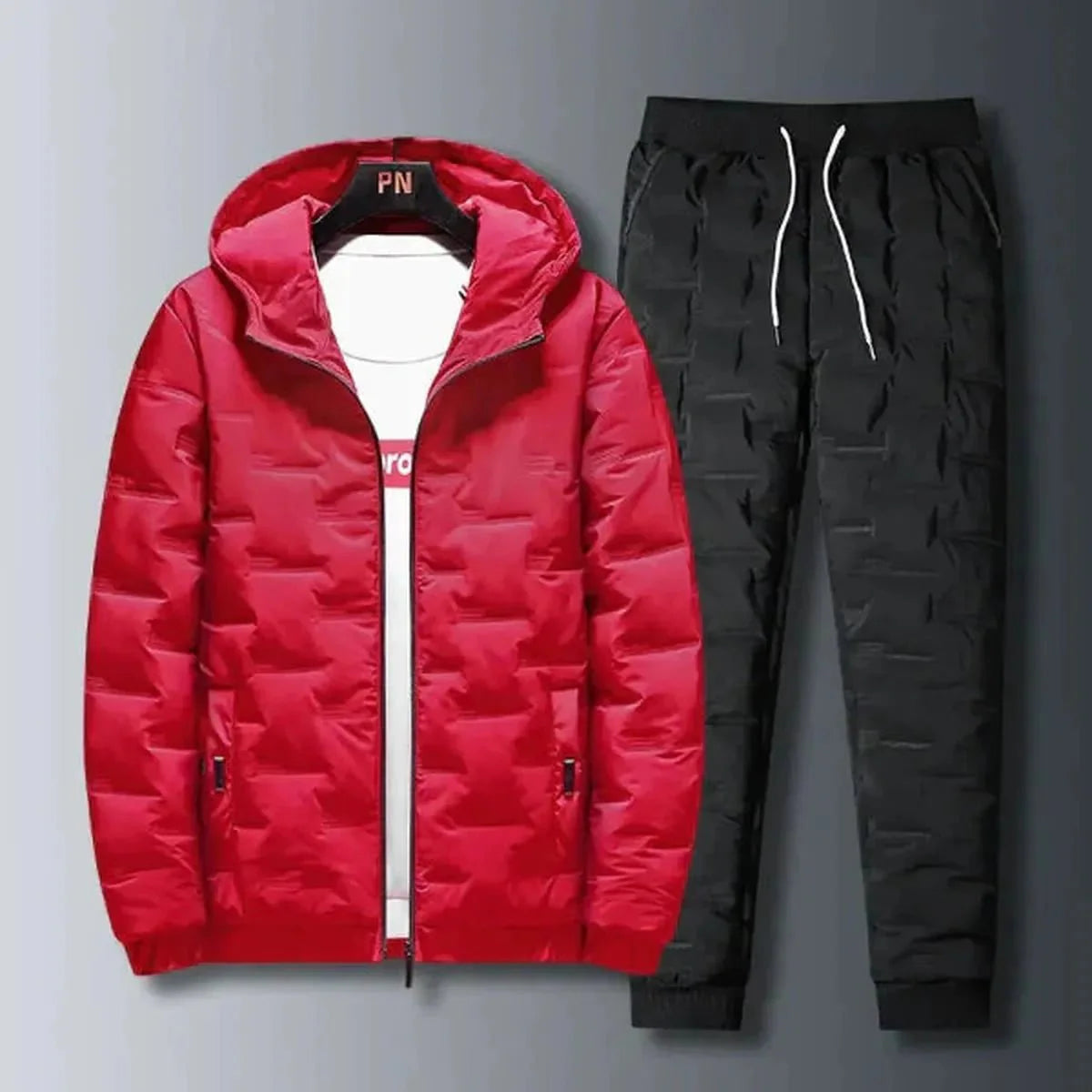 Gewatteerde Hoodie Tweedelige Trainingsset voor Mannen