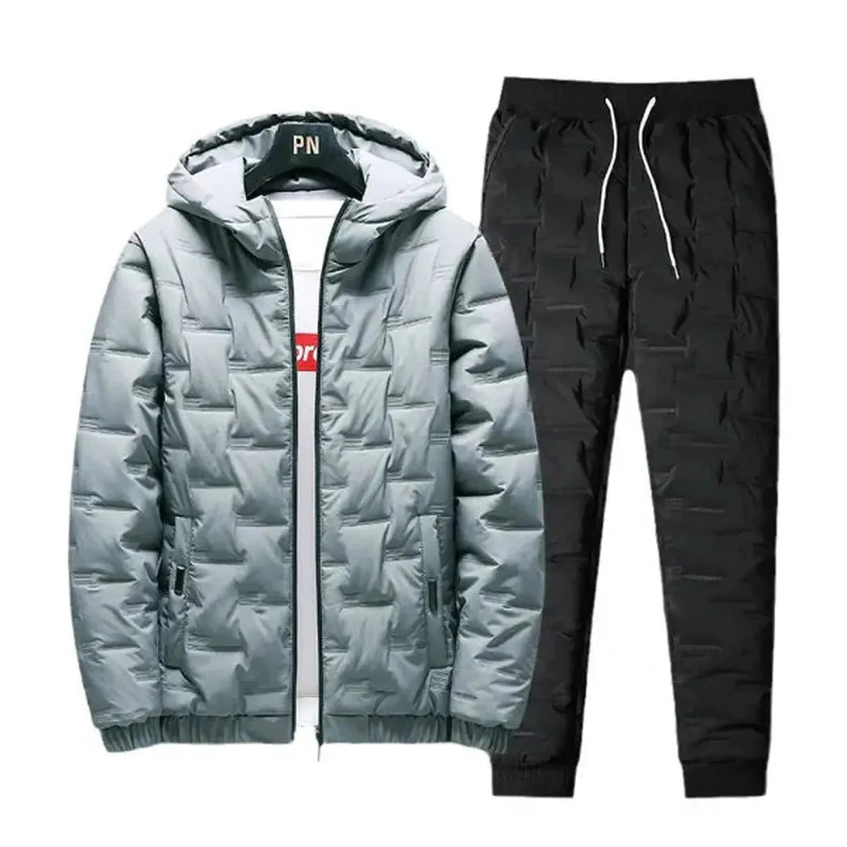 Gewatteerde Hoodie Tweedelige Trainingsset voor Mannen