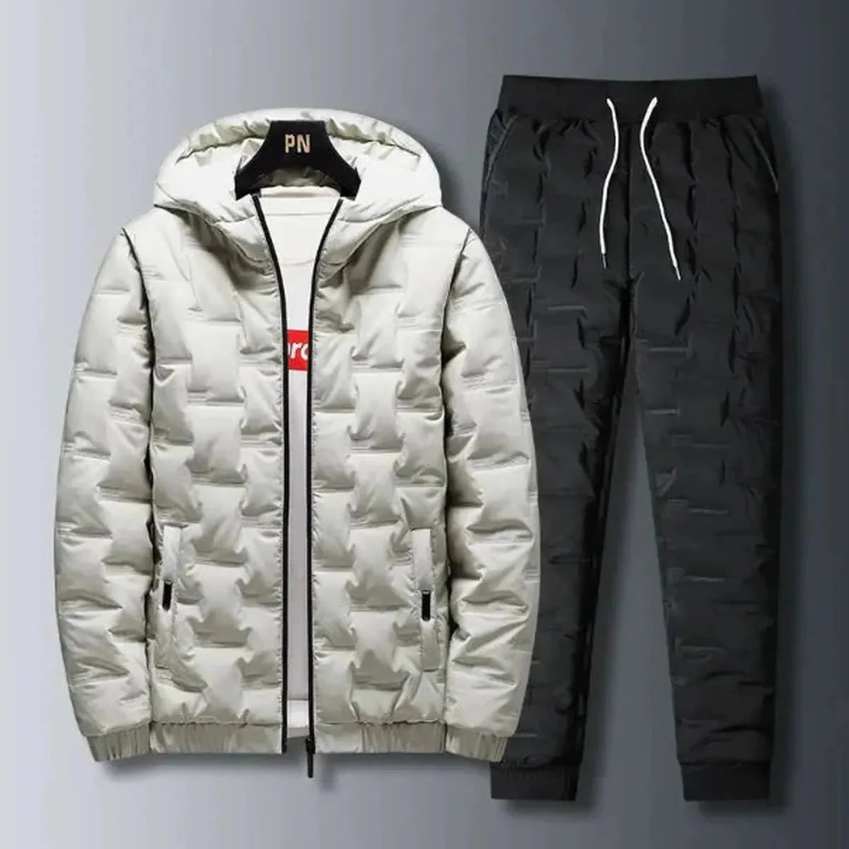 Gewatteerde Hoodie Tweedelige Trainingsset voor Mannen