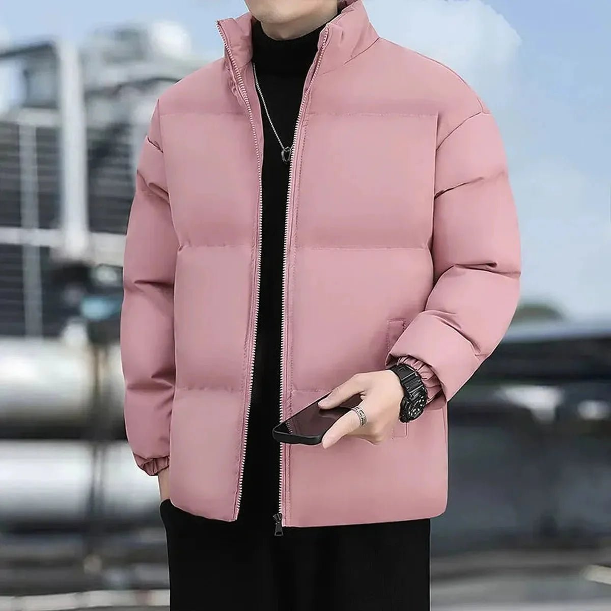 Gewatteerde Pufferjack Met Hoge Kraag Voor Koud Weer