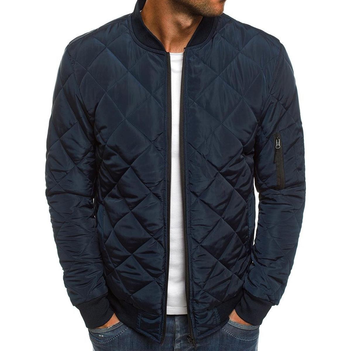 Gewatteerde Regular Fit Jas met Diamantstikpatroon