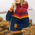 Gewatteerde WinterJas met Streepdetails en Capuchon voor Dames