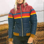 Gewatteerde WinterJas met Streepdetails en Capuchon voor Dames